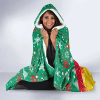 Guinea Christmas Hooded Blanket with Santa Chimpanzee Heart Hands and Green Red Snowflake Pattern - Wonder Print Shop