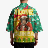 Guinea Christmas Kimono with Santa Chimpanzee Heart Hands and Green Red Snowflake Pattern - Wonder Print Shop
