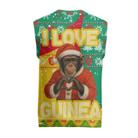 Guinea Christmas Knitted V-Neck Vest with Santa Chimpanzee Heart Hands and Green Red Snowflake Pattern - Wonder Print Shop