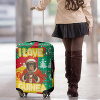 Guinea Christmas Luggage Cover with Santa Chimpanzee Heart Hands and Green Red Snowflake Pattern - Wonder Print Shop