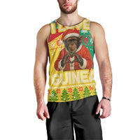 Guinea Christmas Men Tank Top with Santa Chimpanzee Heart Hands and Green Red Snowflake Pattern - Wonder Print Shop