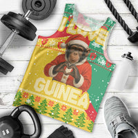 Guinea Christmas Men Tank Top with Santa Chimpanzee Heart Hands and Green Red Snowflake Pattern - Wonder Print Shop
