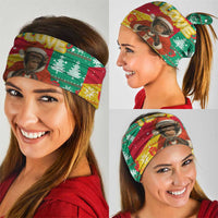 Guinea Christmas Neck Gaiter with Santa Chimpanzee Heart Hands and Green Red Snowflake Pattern - Wonder Print Shop