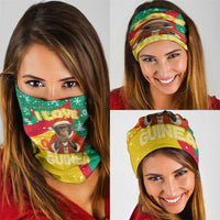Guinea Christmas Neck Gaiter with Santa Chimpanzee Heart Hands and Green Red Snowflake Pattern - Wonder Print Shop