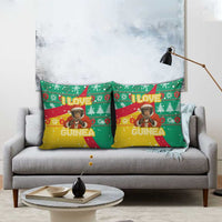 Guinea Christmas Pillow Cover with Santa Chimpanzee Heart Hands and Green Red Snowflake Pattern - Wonder Print Shop