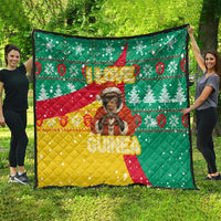 Guinea Christmas Quilt with Santa Chimpanzee Heart Hands and Green Red Snowflake Pattern - Wonder Print Shop