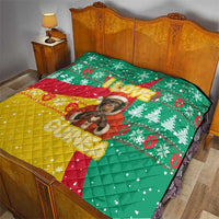 Guinea Christmas Quilt with Santa Chimpanzee Heart Hands and Green Red Snowflake Pattern - Wonder Print Shop
