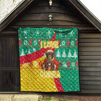 Guinea Christmas Quilt with Santa Chimpanzee Heart Hands and Green Red Snowflake Pattern - Wonder Print Shop