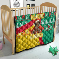 Guinea Christmas Quilt with Santa Chimpanzee Heart Hands and Green Red Snowflake Pattern - Wonder Print Shop