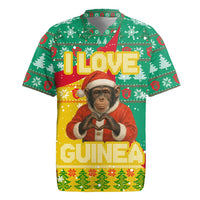 Guinea Christmas Rugby Jersey with Santa Chimpanzee Heart Hands and Green Red Snowflake Pattern - Wonder Print Shop