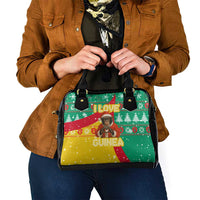 Guinea Christmas Shoulder Handbag with Santa Chimpanzee Heart Hands and Green Red Snowflake Pattern - Wonder Print Shop