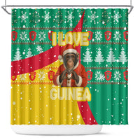 Guinea Christmas Shower Curtain with Santa Chimpanzee Heart Hands and Green Red Snowflake Pattern - Wonder Print Shop