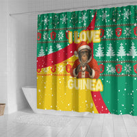 Guinea Christmas Shower Curtain with Santa Chimpanzee Heart Hands and Green Red Snowflake Pattern - Wonder Print Shop