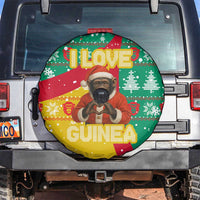Guinea Christmas Spare Tire Cover with Santa Chimpanzee Heart Hands and Green Red Snowflake Pattern - Wonder Print Shop