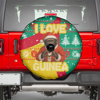 Guinea Christmas Spare Tire Cover with Santa Chimpanzee Heart Hands and Green Red Snowflake Pattern - Wonder Print Shop