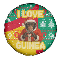Guinea Christmas Spare Tire Cover with Santa Chimpanzee Heart Hands and Green Red Snowflake Pattern - Wonder Print Shop