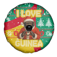 Guinea Christmas Spare Tire Cover with Santa Chimpanzee Heart Hands and Green Red Snowflake Pattern - Wonder Print Shop