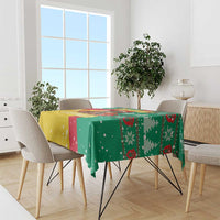 Guinea Christmas Tablecloth with Santa Chimpanzee Heart Hands and Green Red Snowflake Pattern - Wonder Print Shop