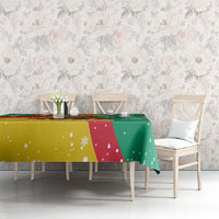 Guinea Christmas Tablecloth with Santa Chimpanzee Heart Hands and Green Red Snowflake Pattern - Wonder Print Shop