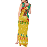 Guinea Christmas Tank Maxi Dress with Santa Chimpanzee Heart Hands and Green Red Snowflake Pattern - Wonder Print Shop