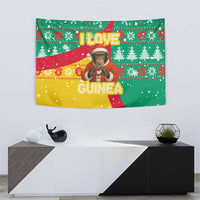 Guinea Christmas Tapestry with Santa Chimpanzee Heart Hands and Green Red Snowflake Pattern - Wonder Print Shop