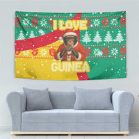 Guinea Christmas Tapestry with Santa Chimpanzee Heart Hands and Green Red Snowflake Pattern - Wonder Print Shop