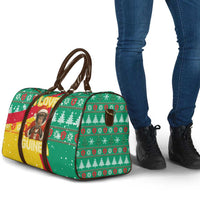 Guinea Christmas Travel Bag with Santa Chimpanzee Heart Hands and Green Red Snowflake Pattern - Wonder Print Shop