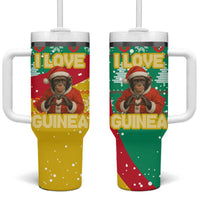 Guinea Christmas Tumbler With Handle with Santa Chimpanzee Heart Hands and Green Red Snowflake Pattern - Wonder Print Shop