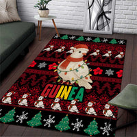 Guinea Christmas Area Rug with Festive Dove String Lights and Red Black Holiday Pattern - Wonder Print Shop