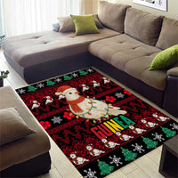 Guinea Christmas Area Rug with Festive Dove String Lights and Red Black Holiday Pattern - Wonder Print Shop