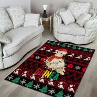 Guinea Christmas Area Rug with Festive Dove String Lights and Red Black Holiday Pattern - Wonder Print Shop
