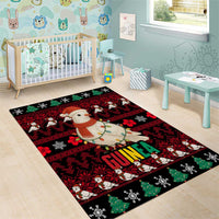 Guinea Christmas Area Rug with Festive Dove String Lights and Red Black Holiday Pattern - Wonder Print Shop