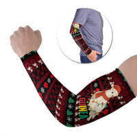 Guinea Christmas Arm Sleeves with Festive Dove String Lights and Red Black Holiday Pattern - Wonder Print Shop