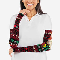 Guinea Christmas Arm Sleeves with Festive Dove String Lights and Red Black Holiday Pattern - Wonder Print Shop