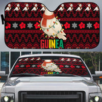 Guinea Christmas Auto Sun Shade with Festive Dove String Lights and Red Black Holiday Pattern - Wonder Print Shop