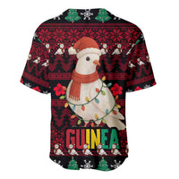 Guinea Christmas Baseball Jersey with Festive Dove String Lights and Red Black Holiday Pattern - Wonder Print Shop