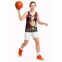 Guinea Christmas Basketball Jersey with Festive Dove String Lights and Red Black Holiday Pattern - Wonder Print Shop