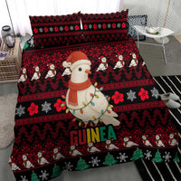 Guinea Christmas Bedding Set with Festive Dove String Lights and Red Black Holiday Pattern - Wonder Print Shop