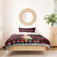 Guinea Christmas Bedding Set with Festive Dove String Lights and Red Black Holiday Pattern - Wonder Print Shop
