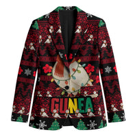 Guinea Christmas Blazer with Festive Dove String Lights and Red Black Holiday Pattern - Wonder Print Shop
