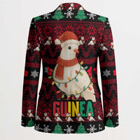 Guinea Christmas Blazer with Festive Dove String Lights and Red Black Holiday Pattern - Wonder Print Shop