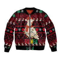 Guinea Christmas Bomber Jacket with Festive Dove String Lights and Red Black Holiday Pattern - Wonder Print Shop
