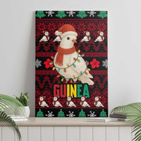Guinea Christmas Canvas Wall Art with Festive Dove String Lights and Red Black Holiday Pattern - Wonder Print Shop