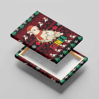 Guinea Christmas Canvas Wall Art with Festive Dove String Lights and Red Black Holiday Pattern - Wonder Print Shop