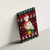 Guinea Christmas Canvas Wall Art with Festive Dove String Lights and Red Black Holiday Pattern - Wonder Print Shop