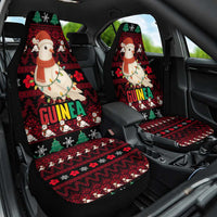 Guinea Christmas Car Seat Cover with Festive Dove String Lights and Red Black Holiday Pattern - Wonder Print Shop