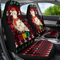 Guinea Christmas Car Seat Cover with Festive Dove String Lights and Red Black Holiday Pattern - Wonder Print Shop