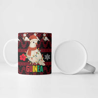 Guinea Christmas Ceramic Mug with Festive Dove String Lights and Red Black Holiday Pattern - Wonder Print Shop
