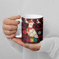 Guinea Christmas Ceramic Mug with Festive Dove String Lights and Red Black Holiday Pattern - Wonder Print Shop
