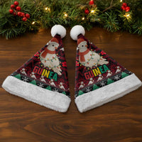 Guinea Christmas Santa Hat with Festive Dove String Lights and Red Black Holiday Pattern - Wonder Print Shop